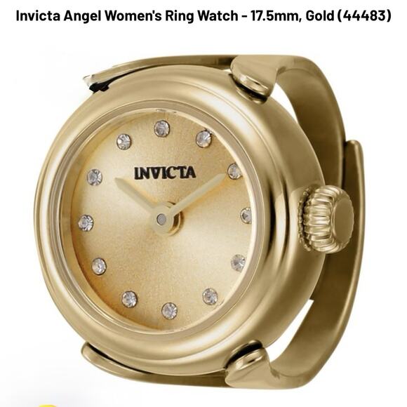 Invicta Angel Women's Ring Watch 17.5mm, GOLD (44483) $199 MSRP-NEW IN BOX - Picture 5 of 10